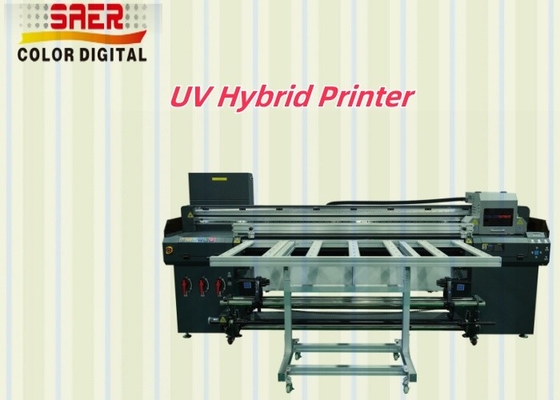 Stampante UV ibrida tela 1.8m Stampante UV ibrida per diversi materiali Kt Board / PVC / Soft Film / Cuoio