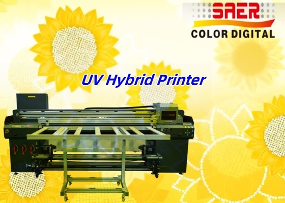 Stampante UV ibrida tela 1.8m Stampante UV ibrida per diversi materiali Kt Board / PVC / Soft Film / Cuoio