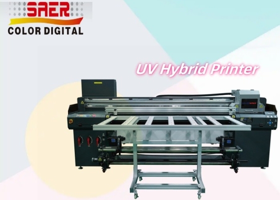 SAER 1.8m Hybrid UV Printer per diversi materiali KT Board / PVC / Soft Film / Cuoio