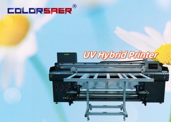 1.8m Macchina di stampa UV a grande formato a piatta tela e a rotolamento per rotolare tutto in un solo plotter UV ibrido