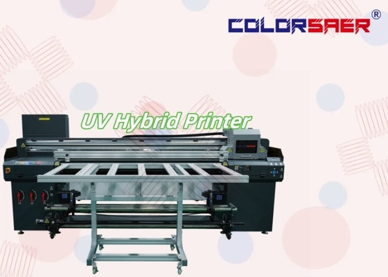 1.8m Macchina di stampa UV a grande formato a piatta tela e a rotolamento per rotolare tutto in un solo plotter UV ibrido