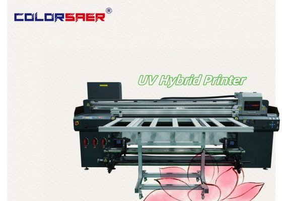 Stampante ibrida UV ad alta capacità e multifunzione a getto d'inchiostro a piattaforma piatta e roll to roll