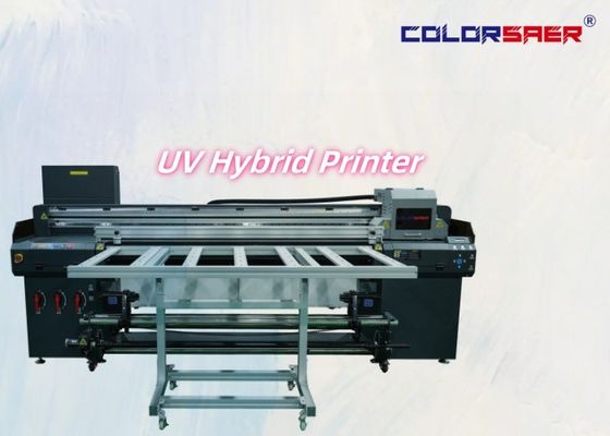 180cm Larghezza di stampa Stampa ibrida UV da rulli a rulli e da piattaforma con 3 o 4 capi di stampa CMYK