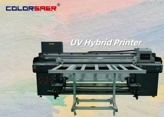 180cm Larghezza di stampa Stampa ibrida UV da rulli a rulli e da piattaforma con 3 o 4 capi di stampa CMYK