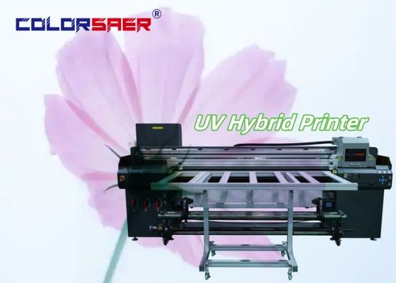 Macchina per la stampa a getto d'inchiostro a colori UV a grande formato, a rotoli e a piatta tela, con plotter ibrido UV