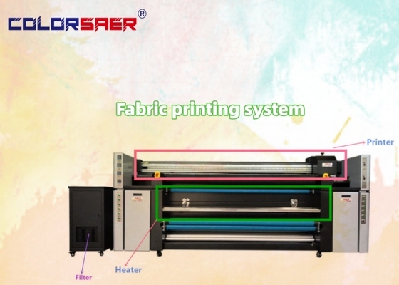apparecchiatura di stampa tessile digitale SAER plotter per tessuti con scalda e filtro