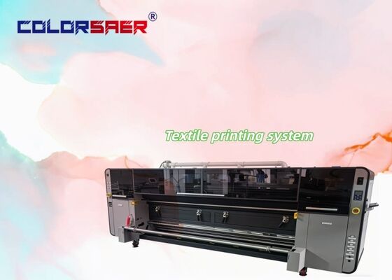 Sistema di stampa digitale tessile SAER CMYK a 4 colori, plotter per tessuti roll-to-roll con inchiostro pigmentato e inchiostro a sublimazione